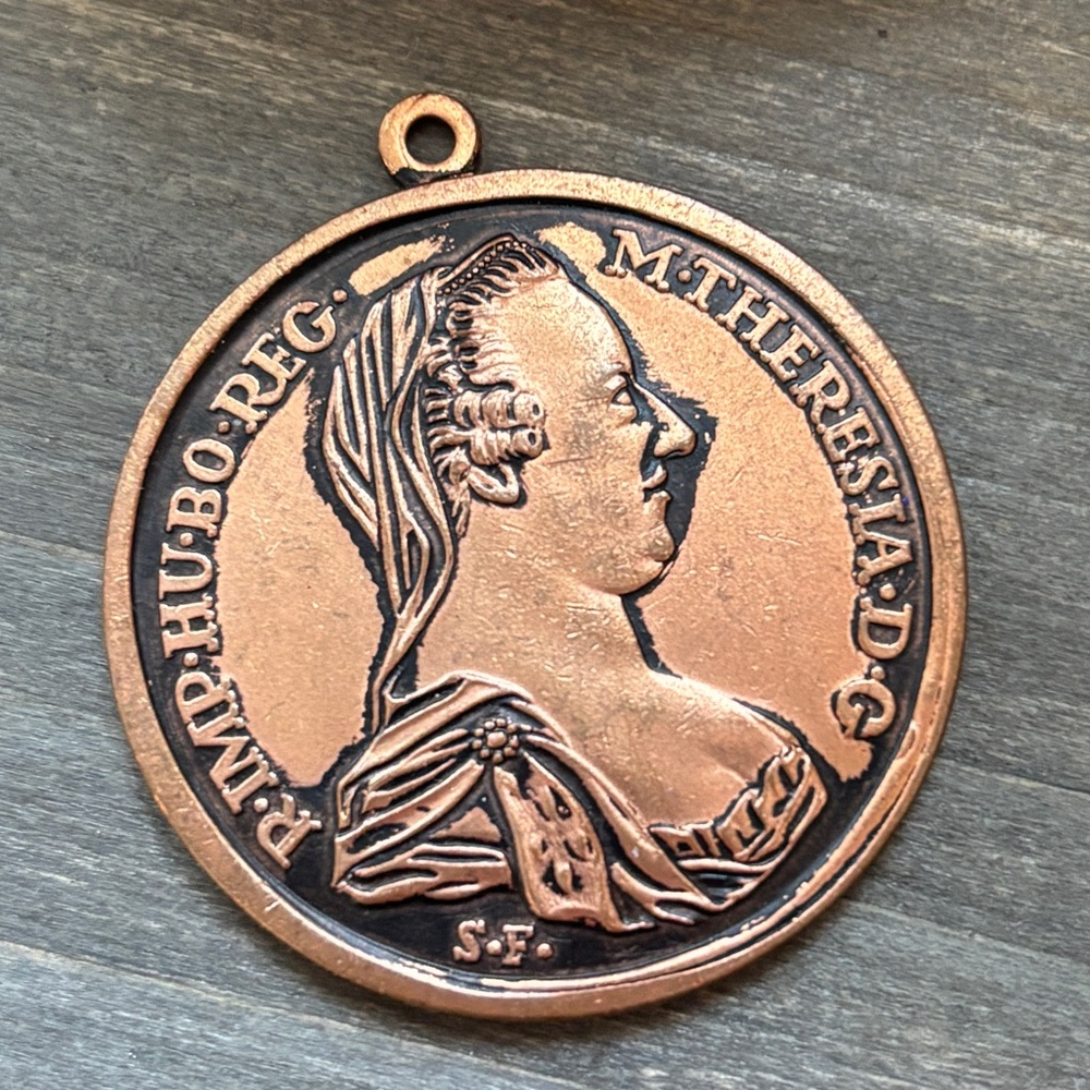 Vintage Restrike 1780 Maria Theresia Silver Thaler Coin Medallion / Pendant, 14g